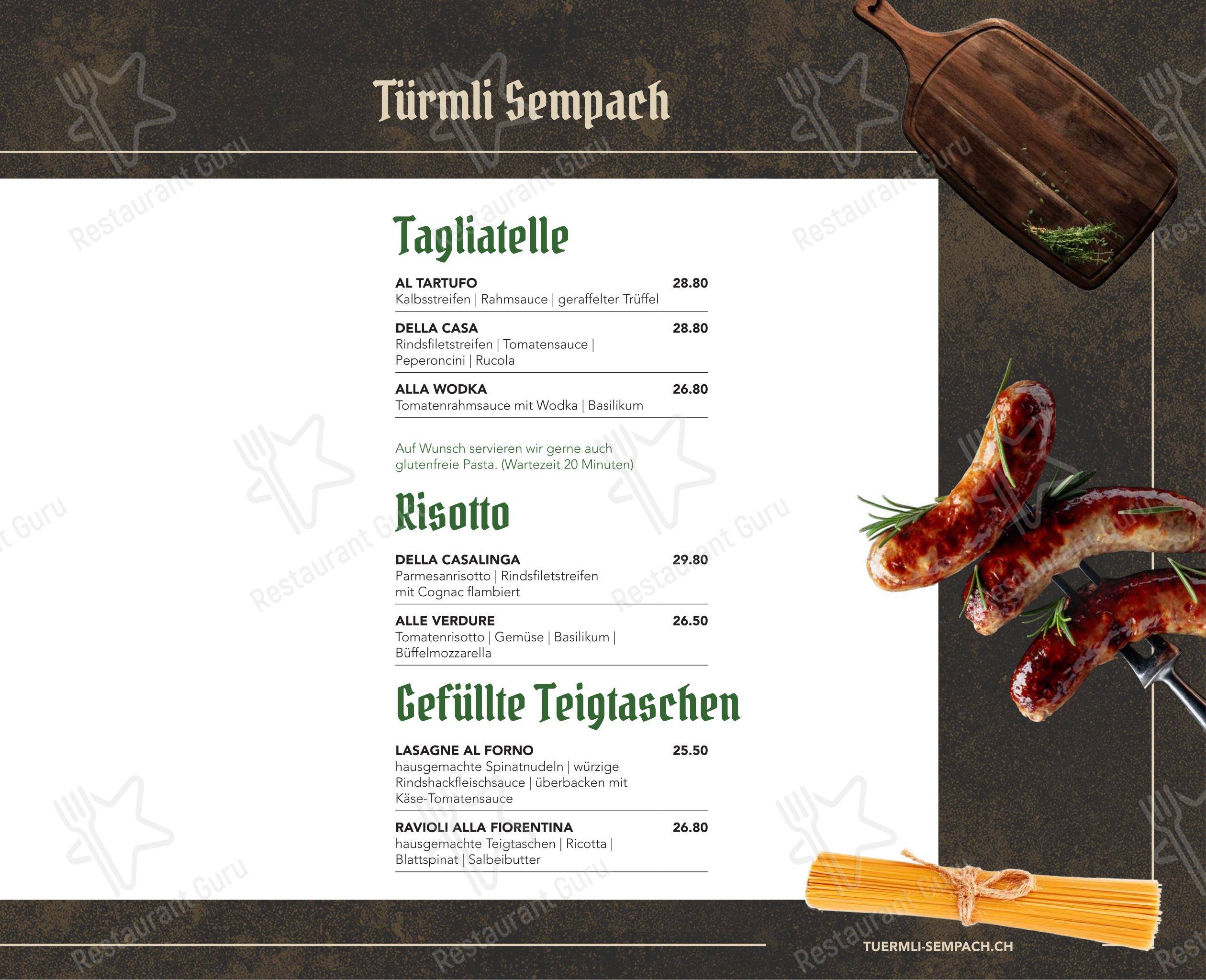 Ночное меню per Türmli Restaurant & Pizzeria pizzeria