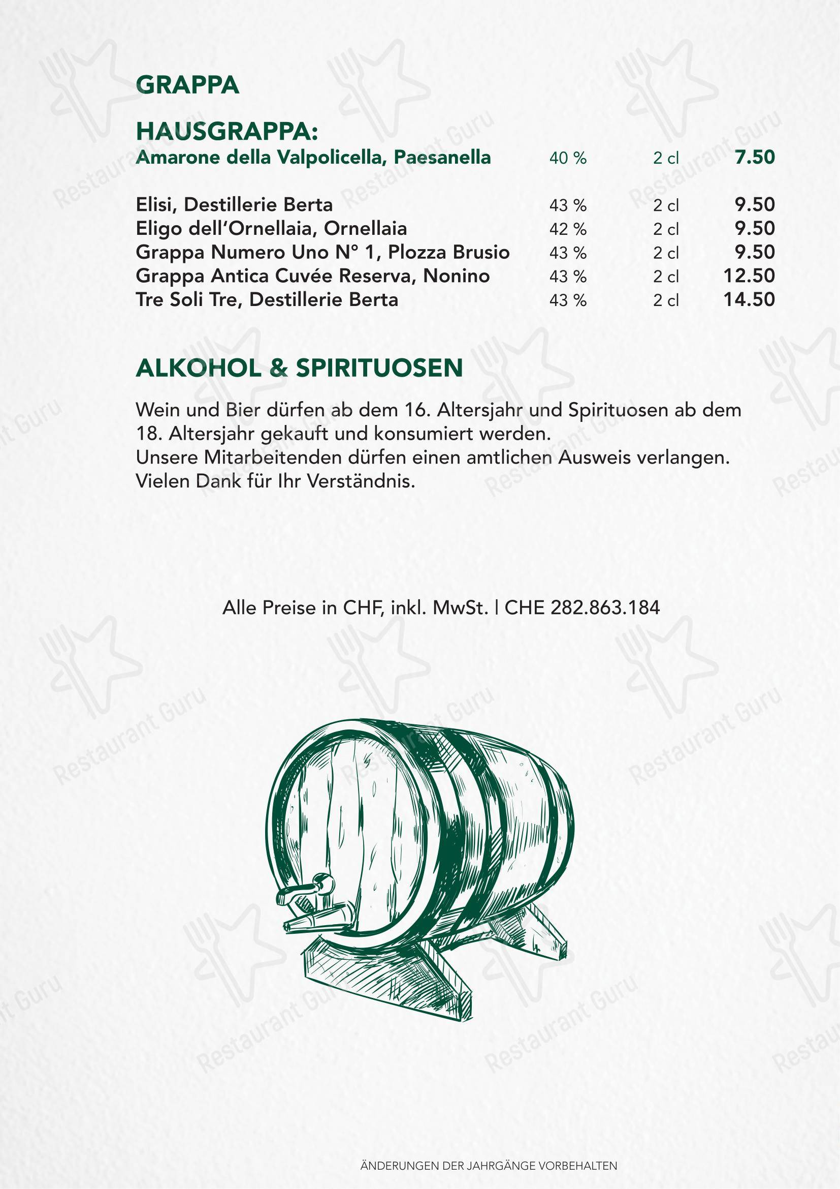 Menu di Türmli Restaurant & Pizzeria - Основное меню