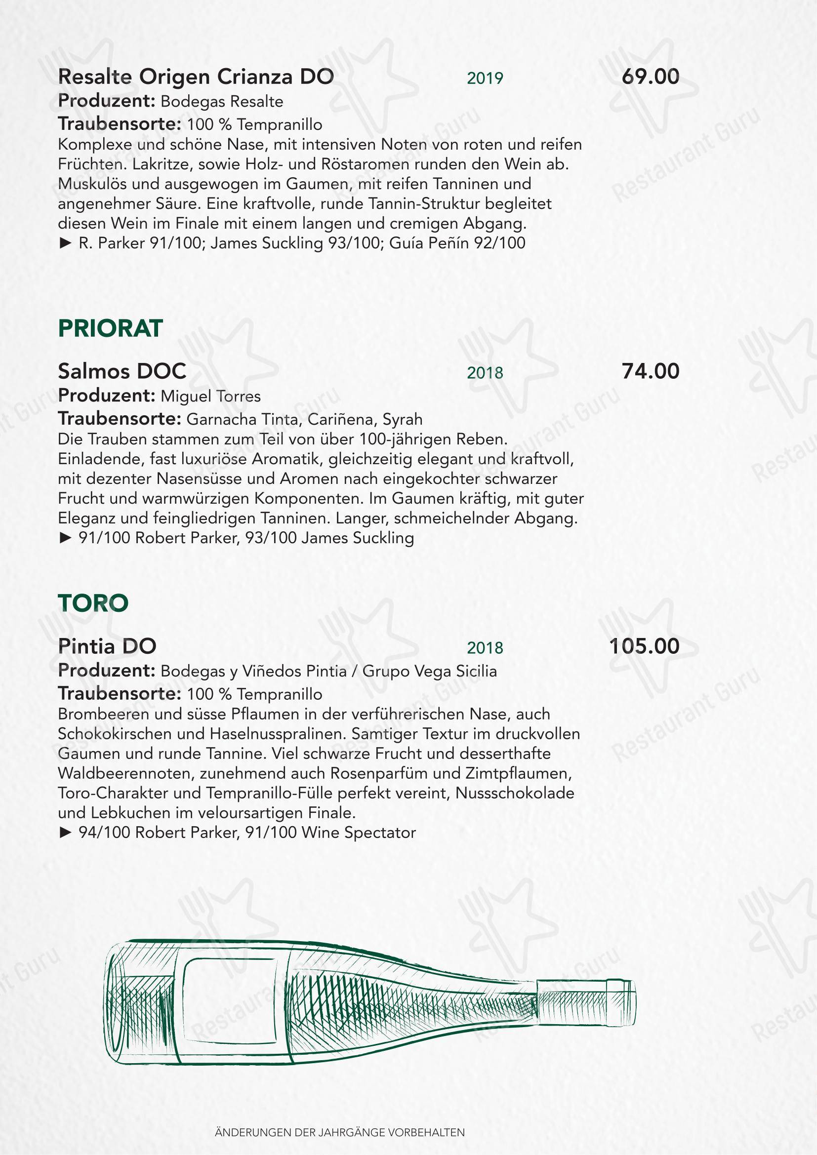 Türmli Restaurant & Pizzeria in Sempach - Основное меню