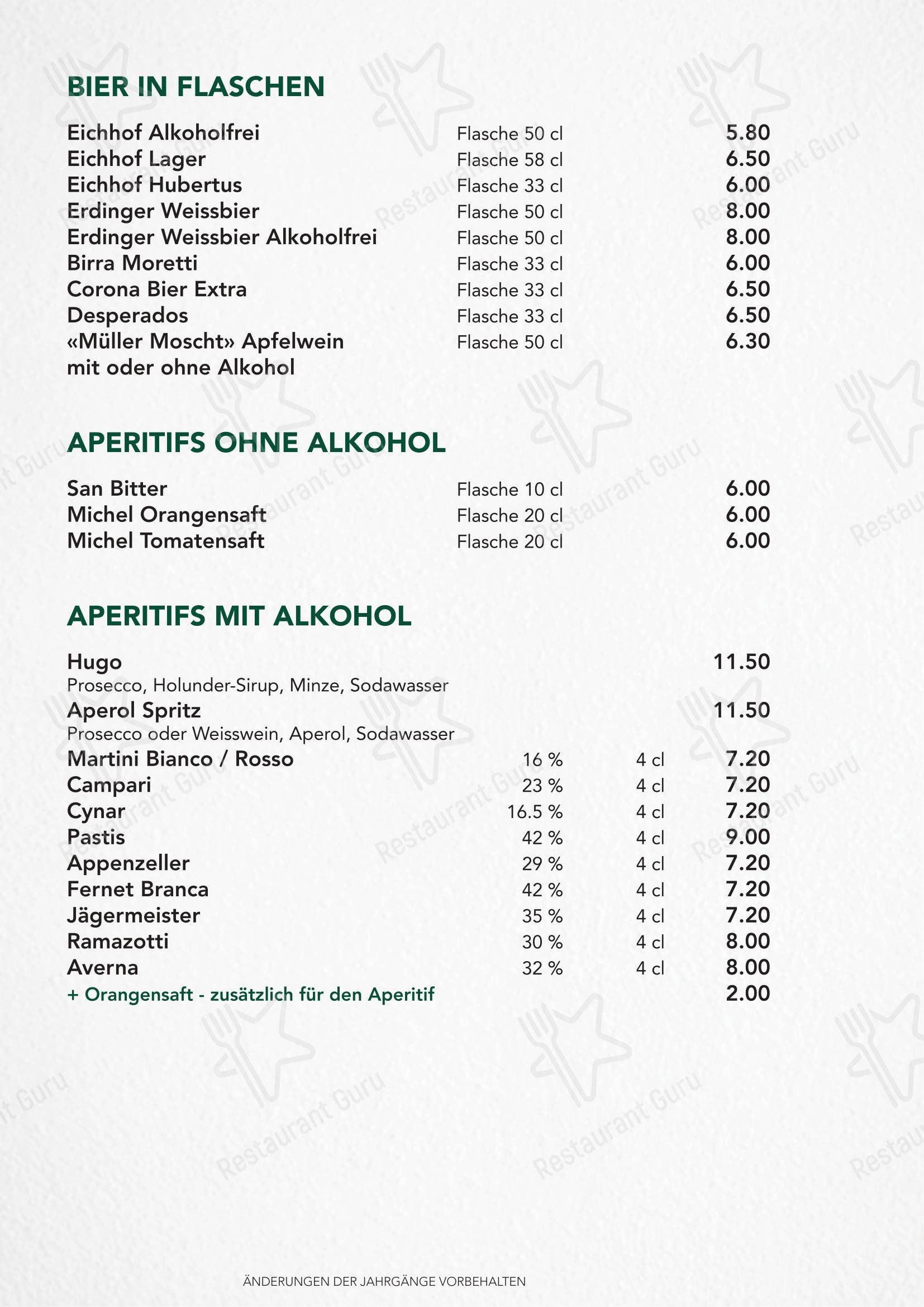 Menu di Türmli Restaurant & Pizzeria - Основное меню