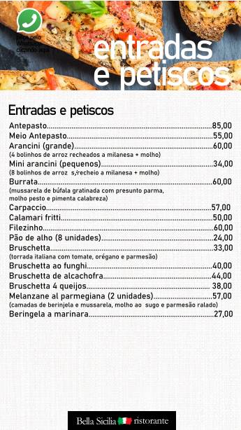 Bella Sicilia Ristorante cardápio