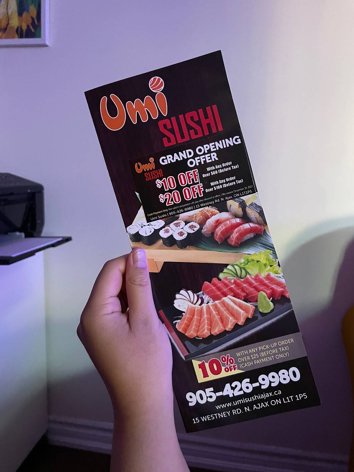 Menu at Umi Sushi restaurant, Ajax