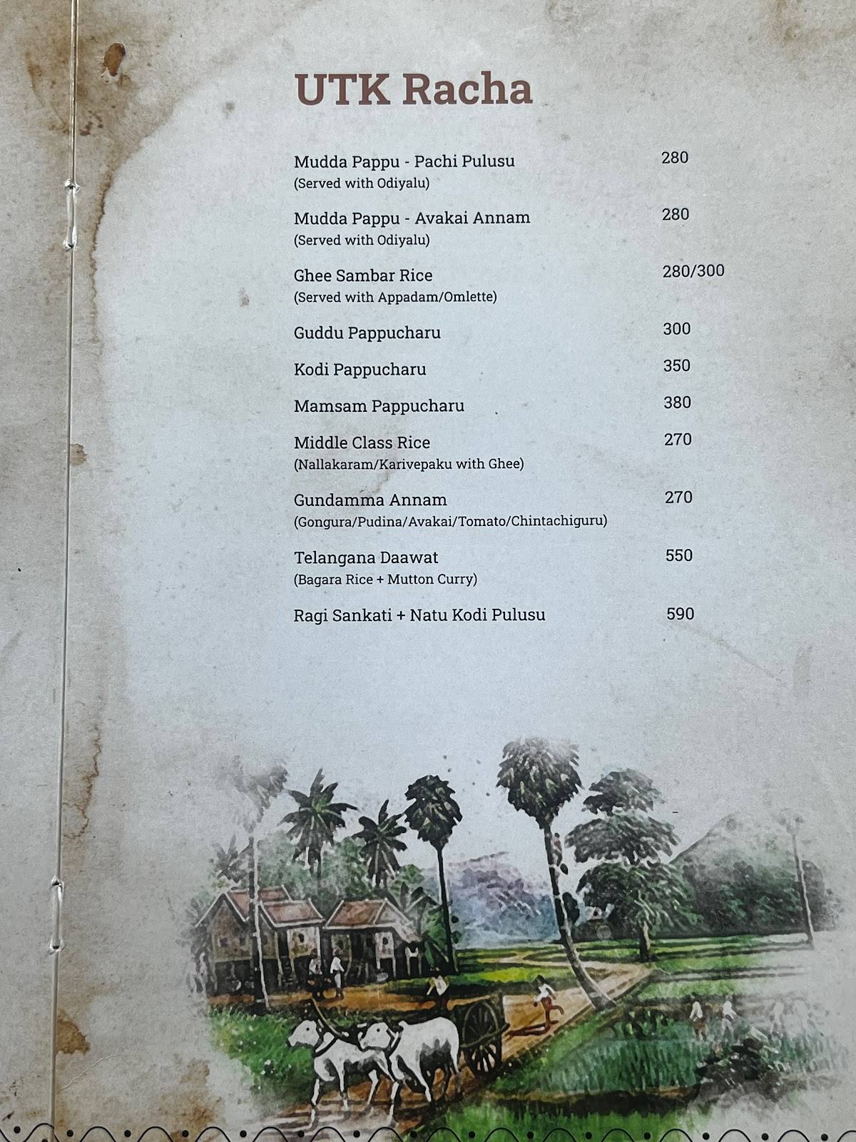 United Telugu Kitchens (UTK) menu
