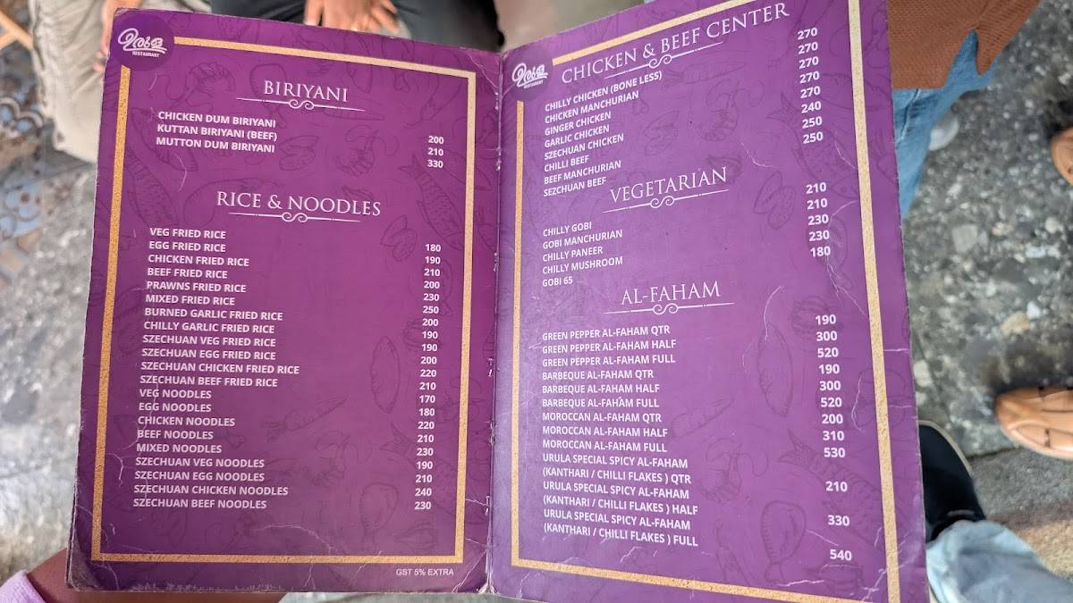 Urula Restaurant Kakkanad menu