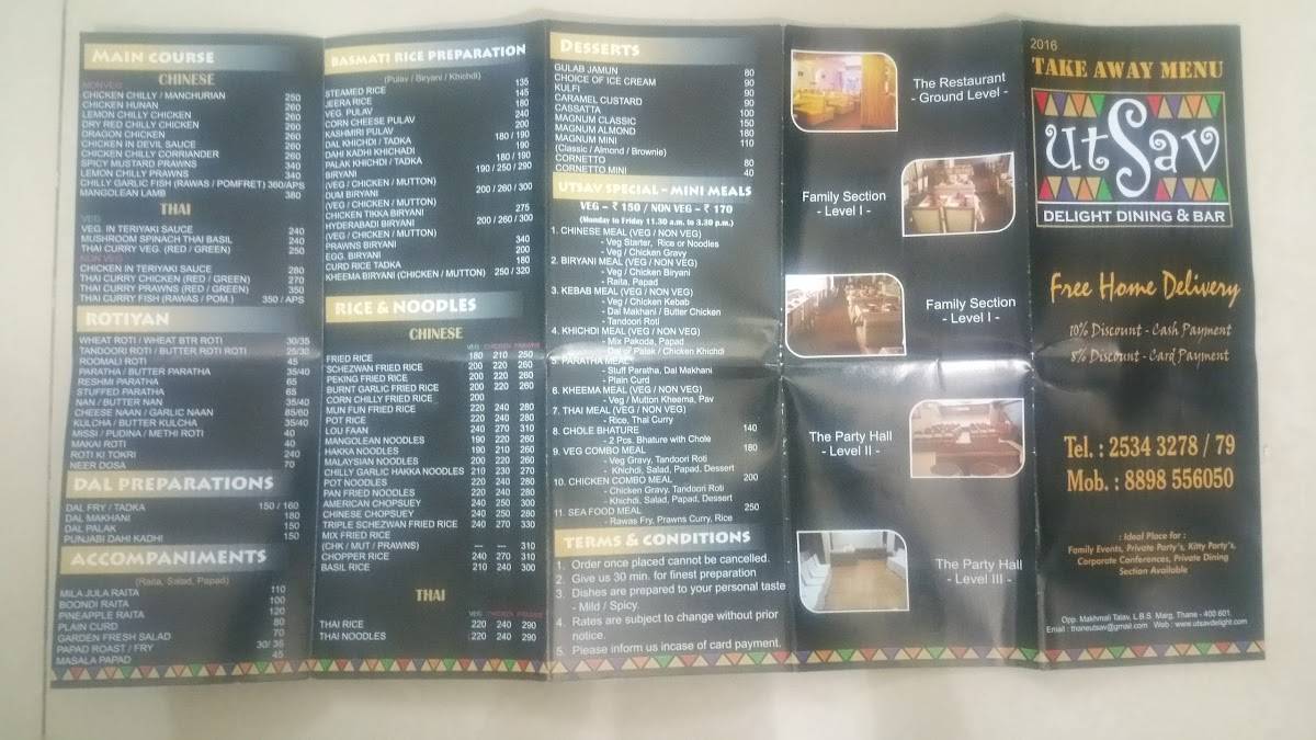 Utsav Delight Dining & Bar menu