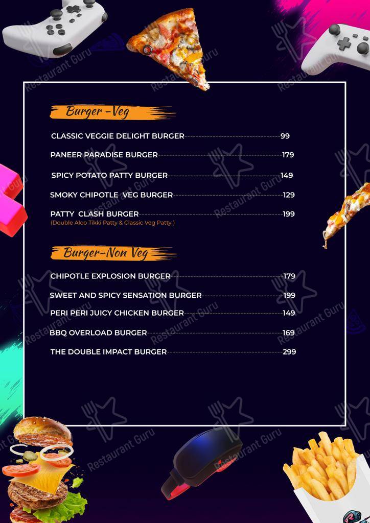 VR Game Cafe menu