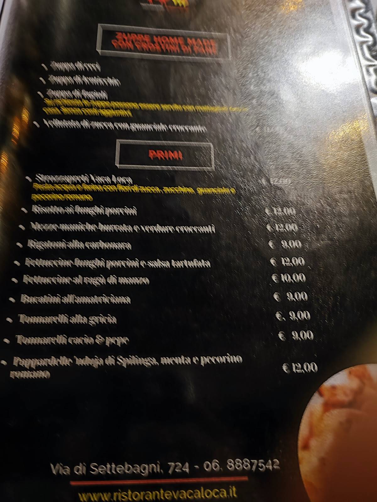 Menu di Vaca Loca 