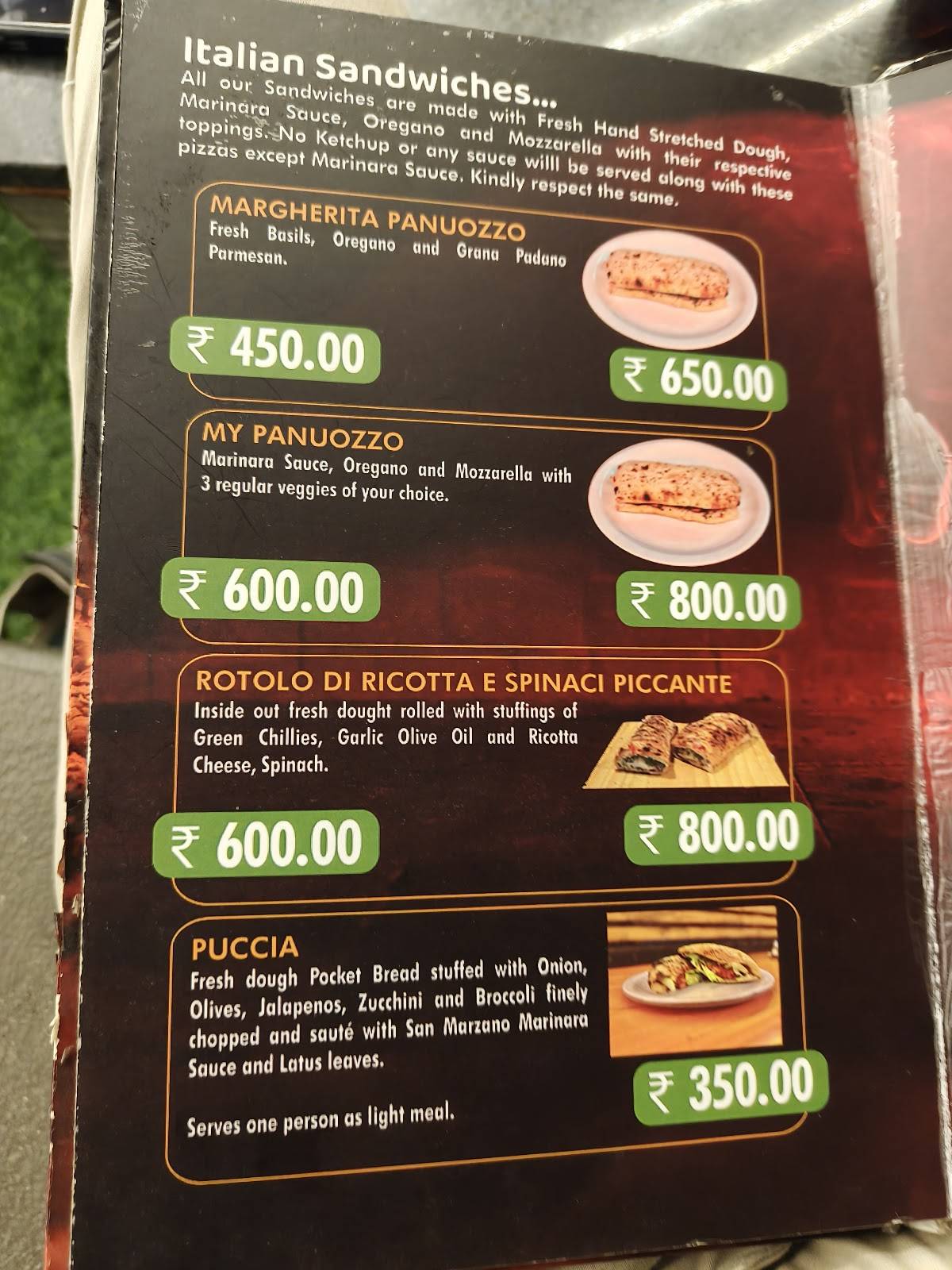 Gusto's Pizzeria menu