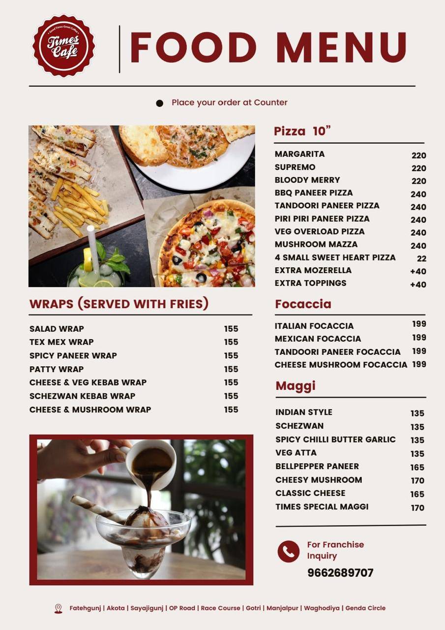 TIMES CAFE SAYAJIGUNJ menu