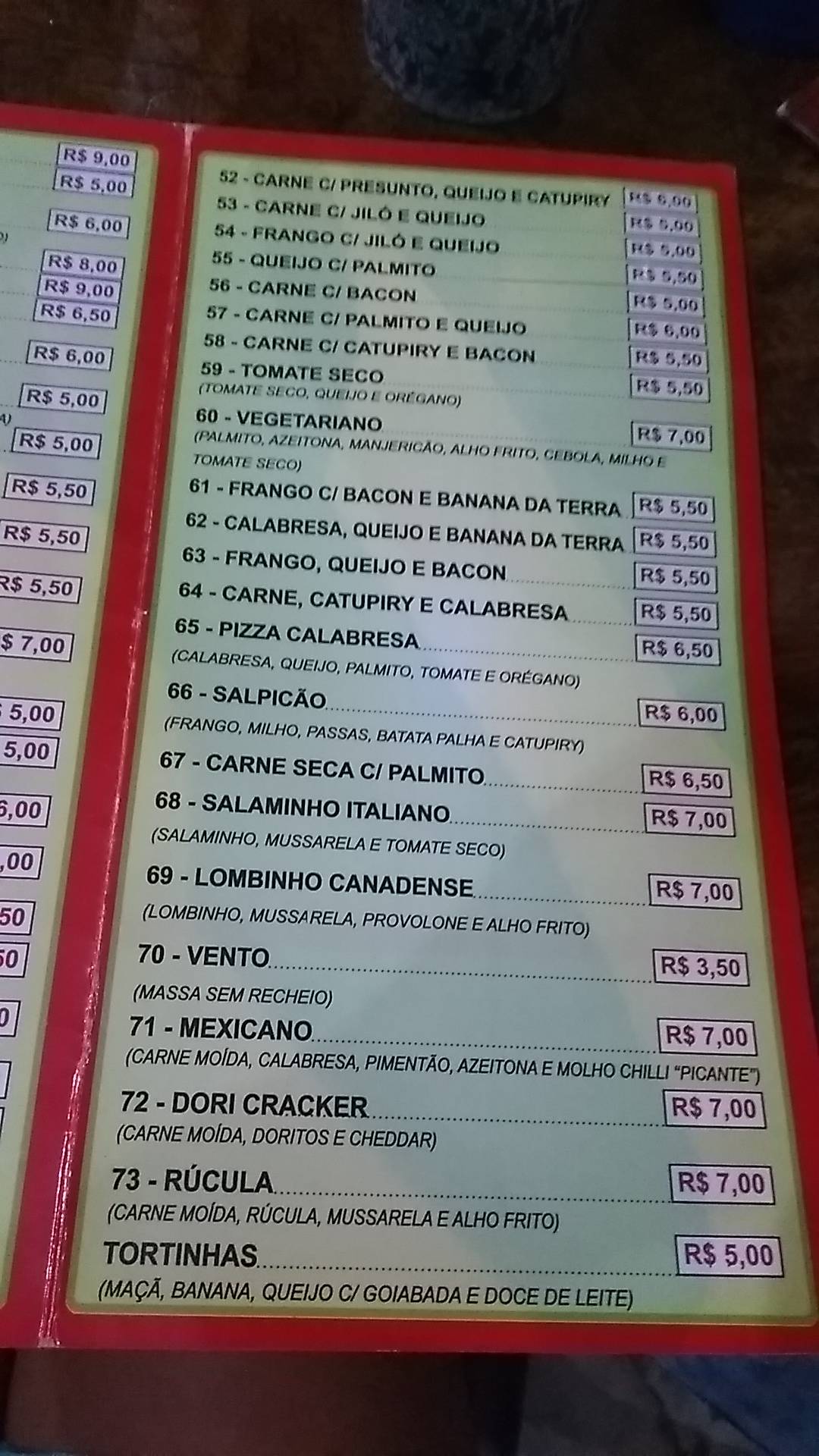Vailtos Bar cardápio