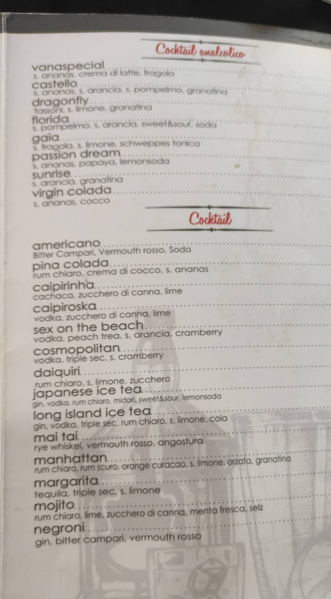 Menu di Vanacafè 