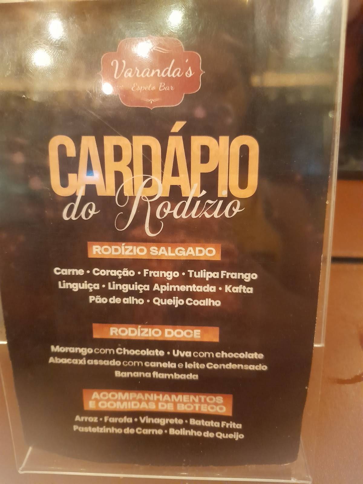 Varandas Espetos Bar cardápio