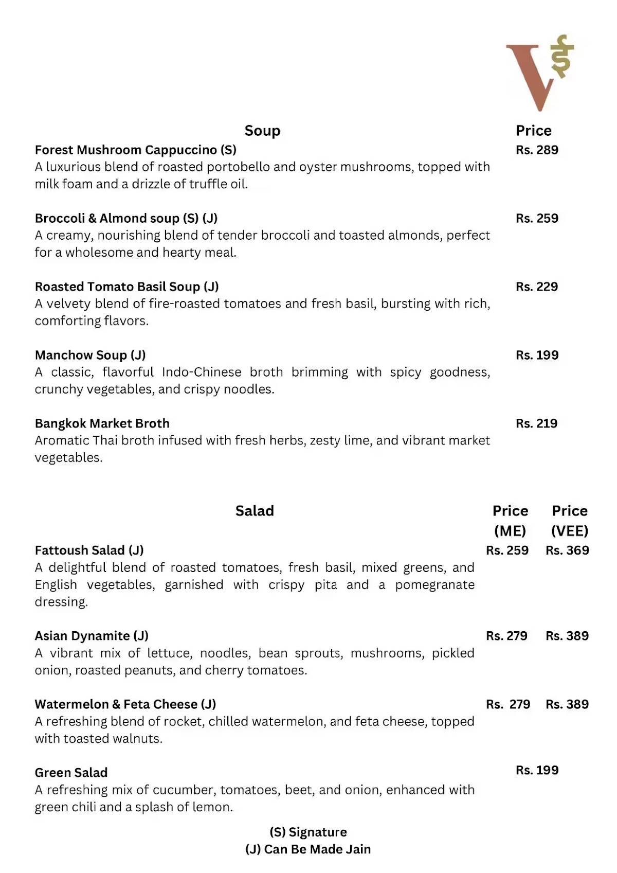 Vee Collaborative Kitchen & Bar Thane menu
