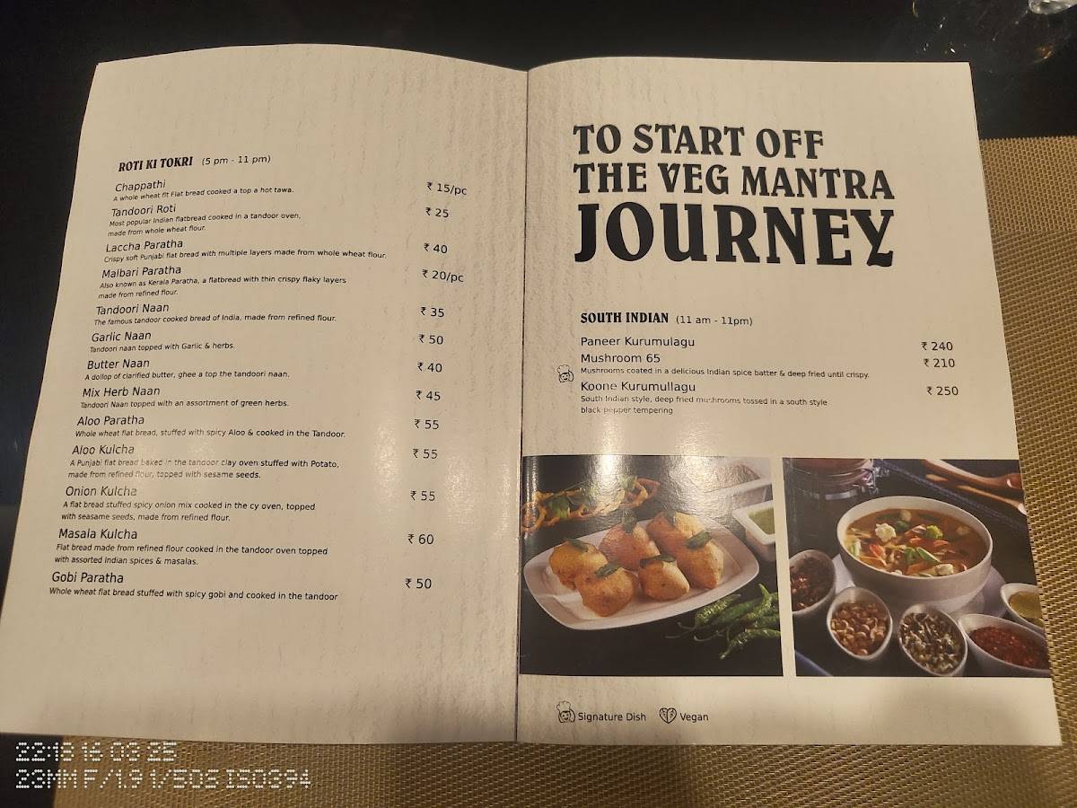 Veg Mantra Restaurant menu