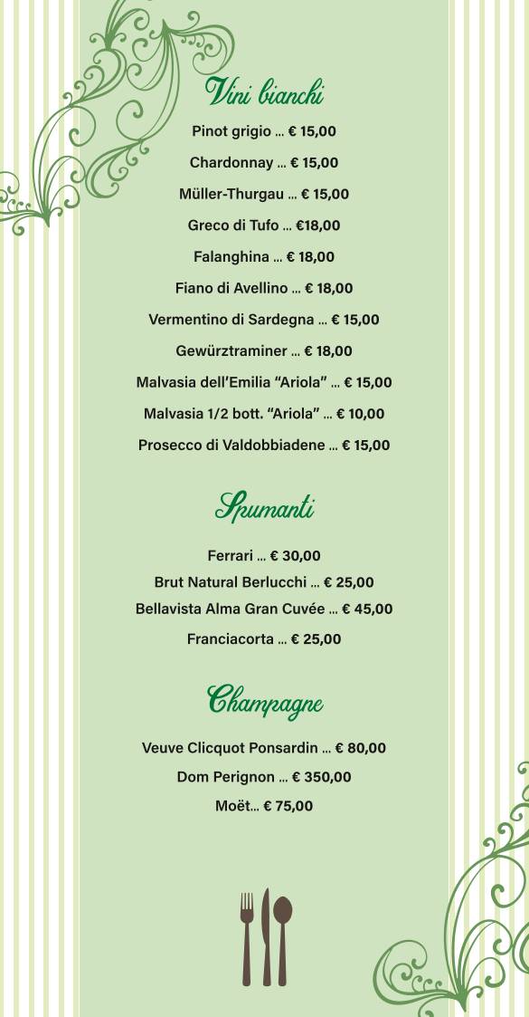 Menu di Verdi Ricordi Pizzeria Ristorante Parma 