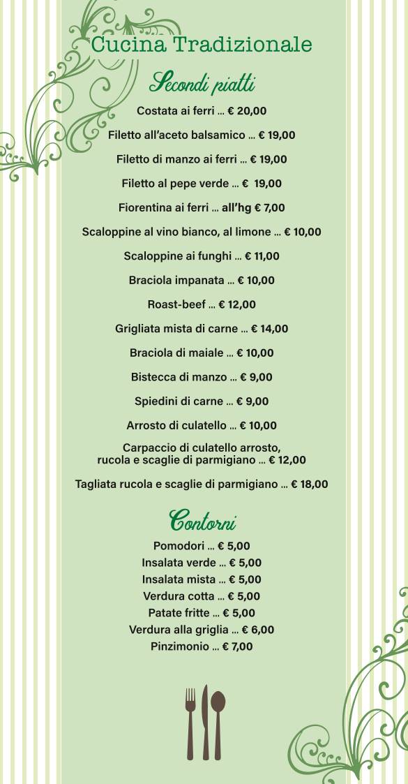 Menu di Verdi Ricordi Pizzeria Ristorante Parma 