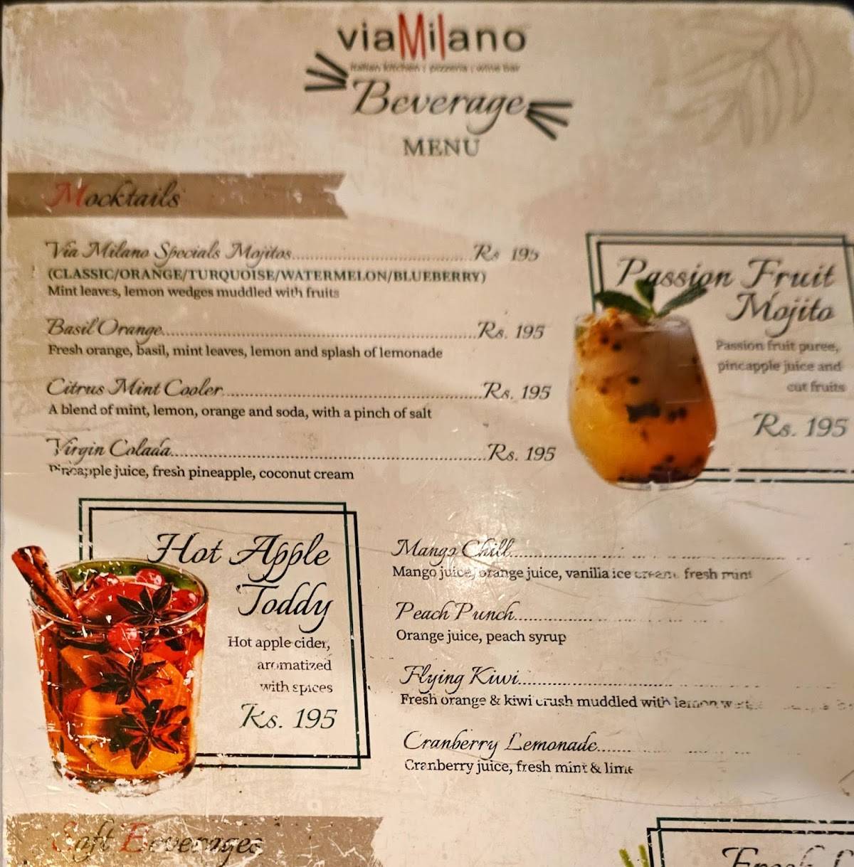 Via Milano menu