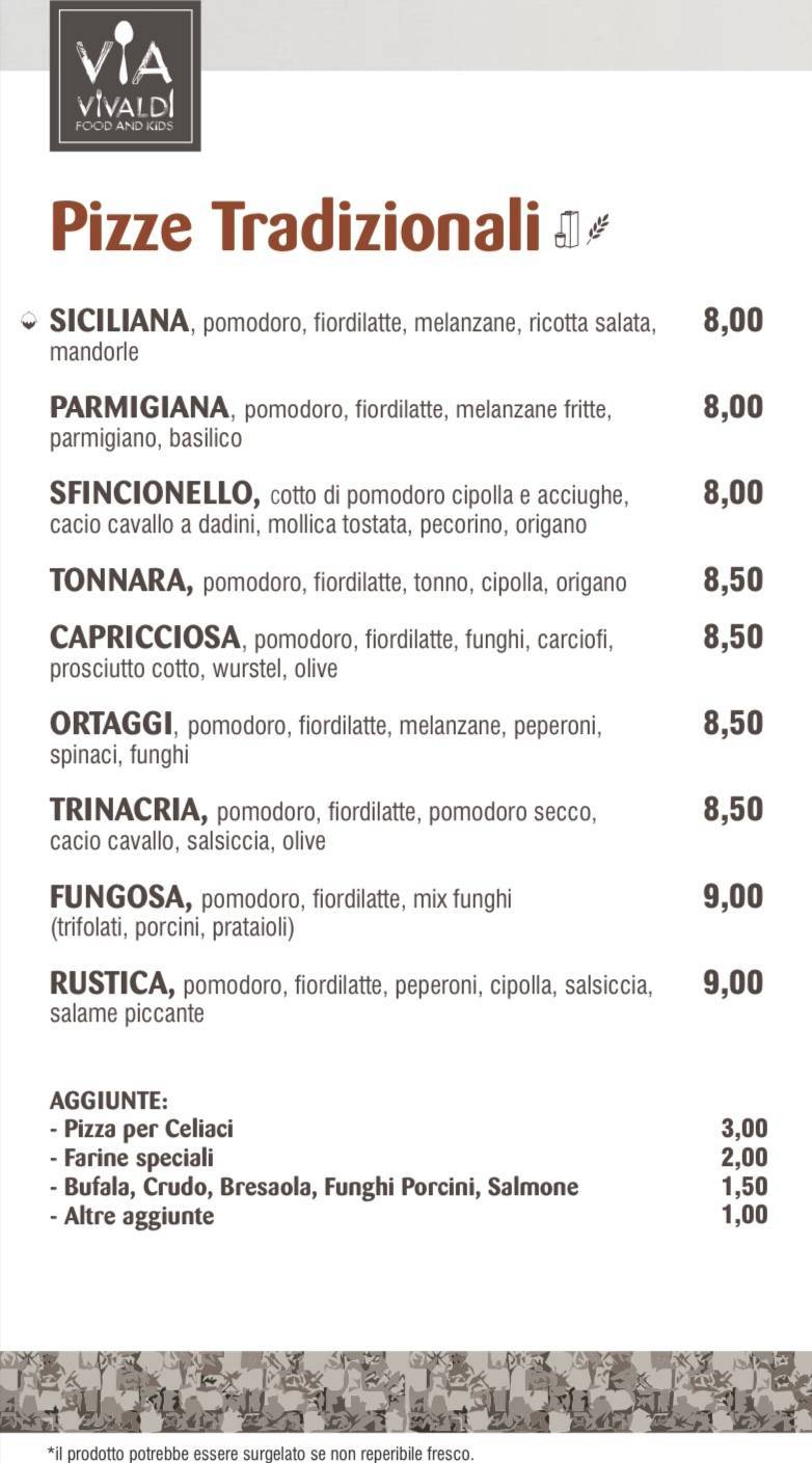 Menu di VIA VIVALDI FOOD AND KIDS 