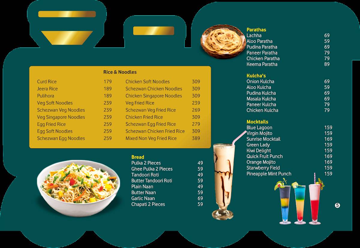 Menu at Platform 65 The Train Theme Restaurant Vijayawada, Vijayawada