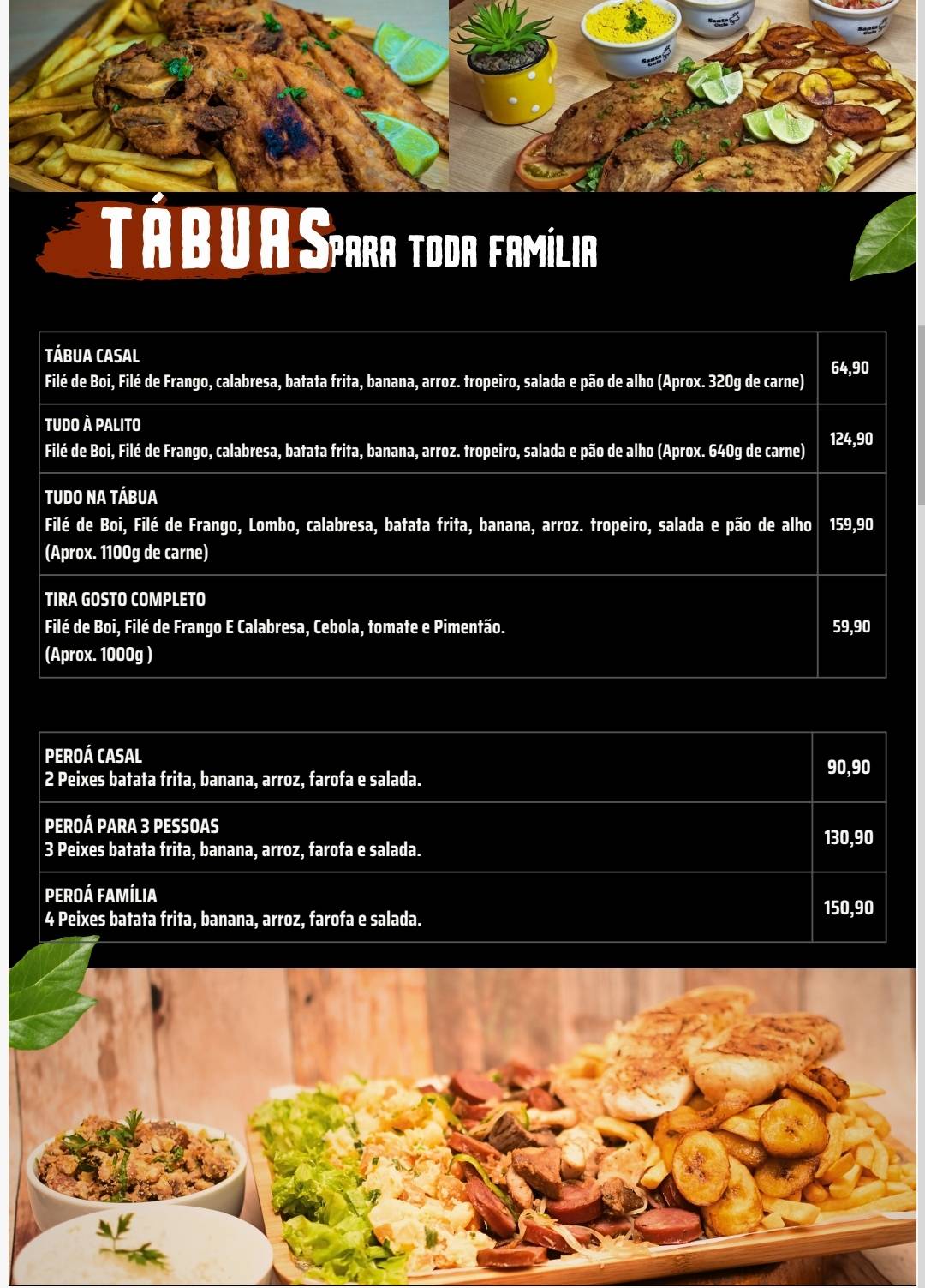 Santa Gula cardápio