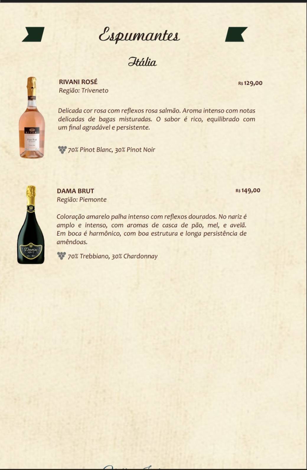 VILLA ITALIA cardápio