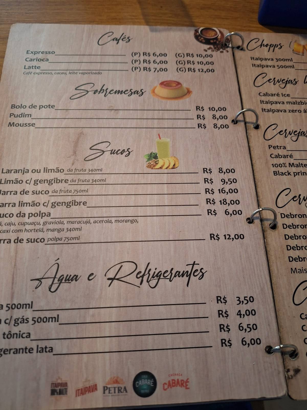 Villa Tambaú Choperia & Café cardápio