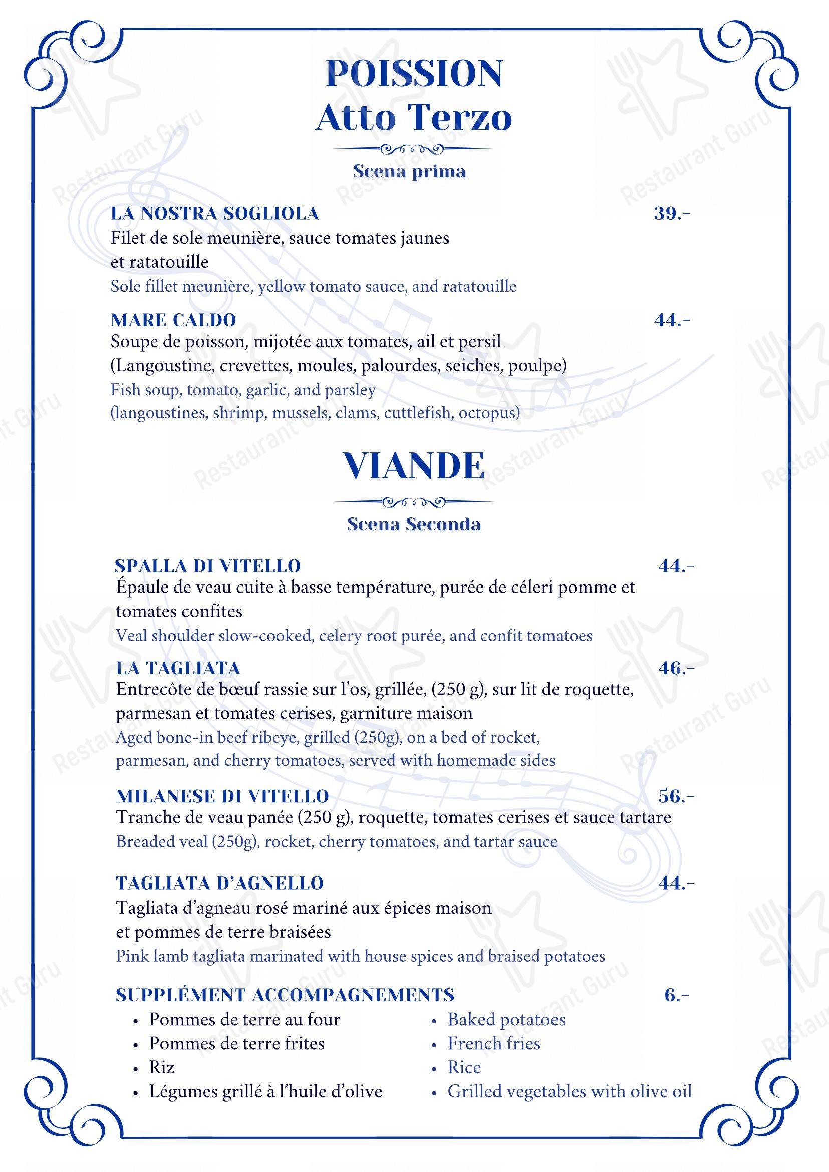 Menu di Viva Voce - Menu