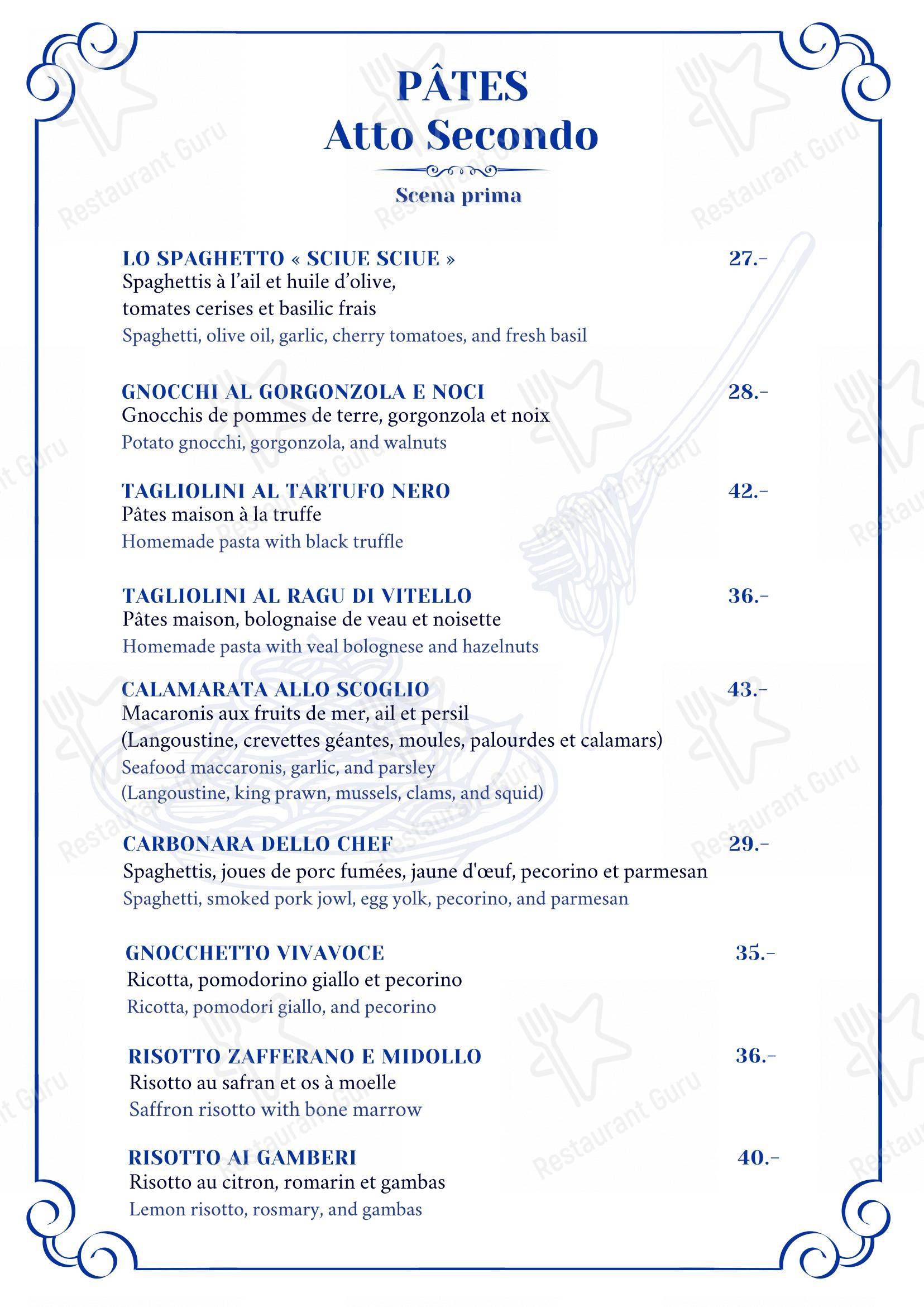 Viva Voce in Montana - Menu