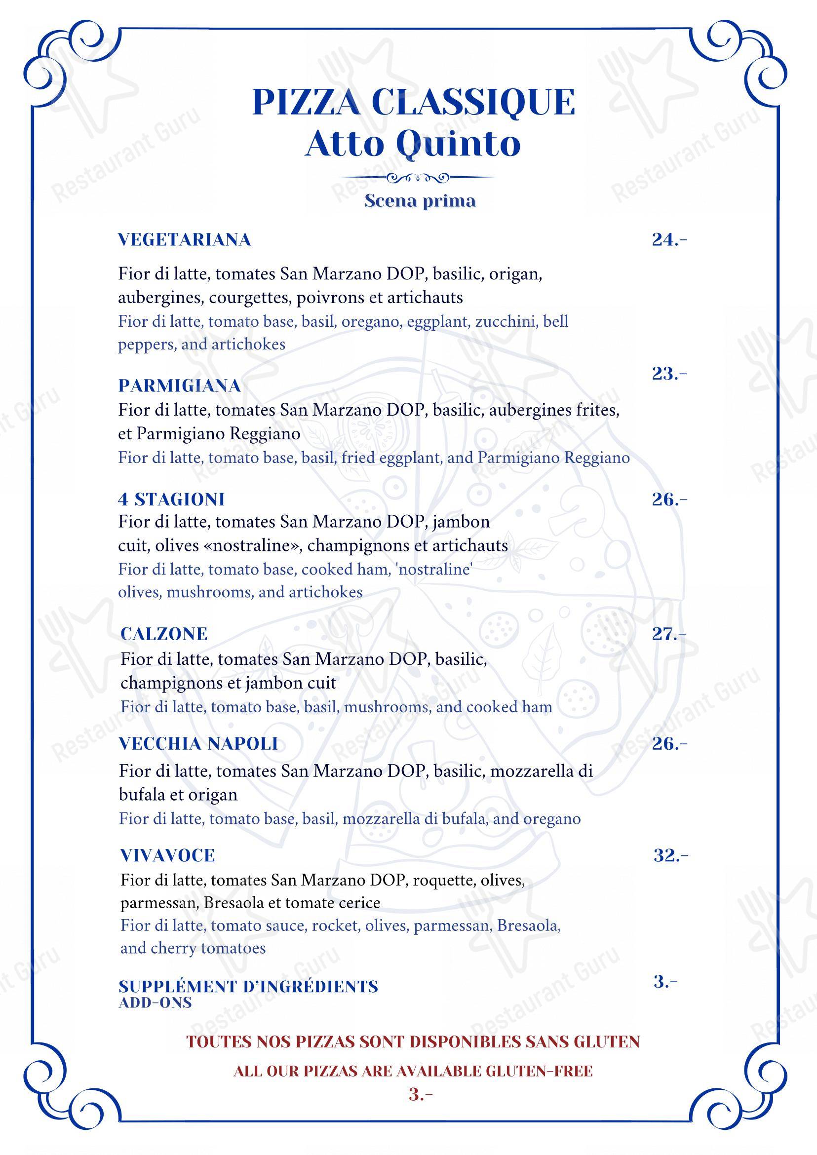 Menu per Viva Voce ristorante