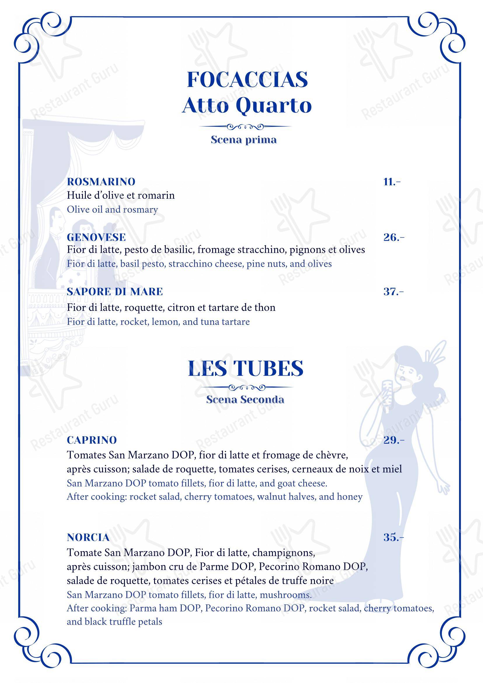 Menu per Viva Voce ristorante
