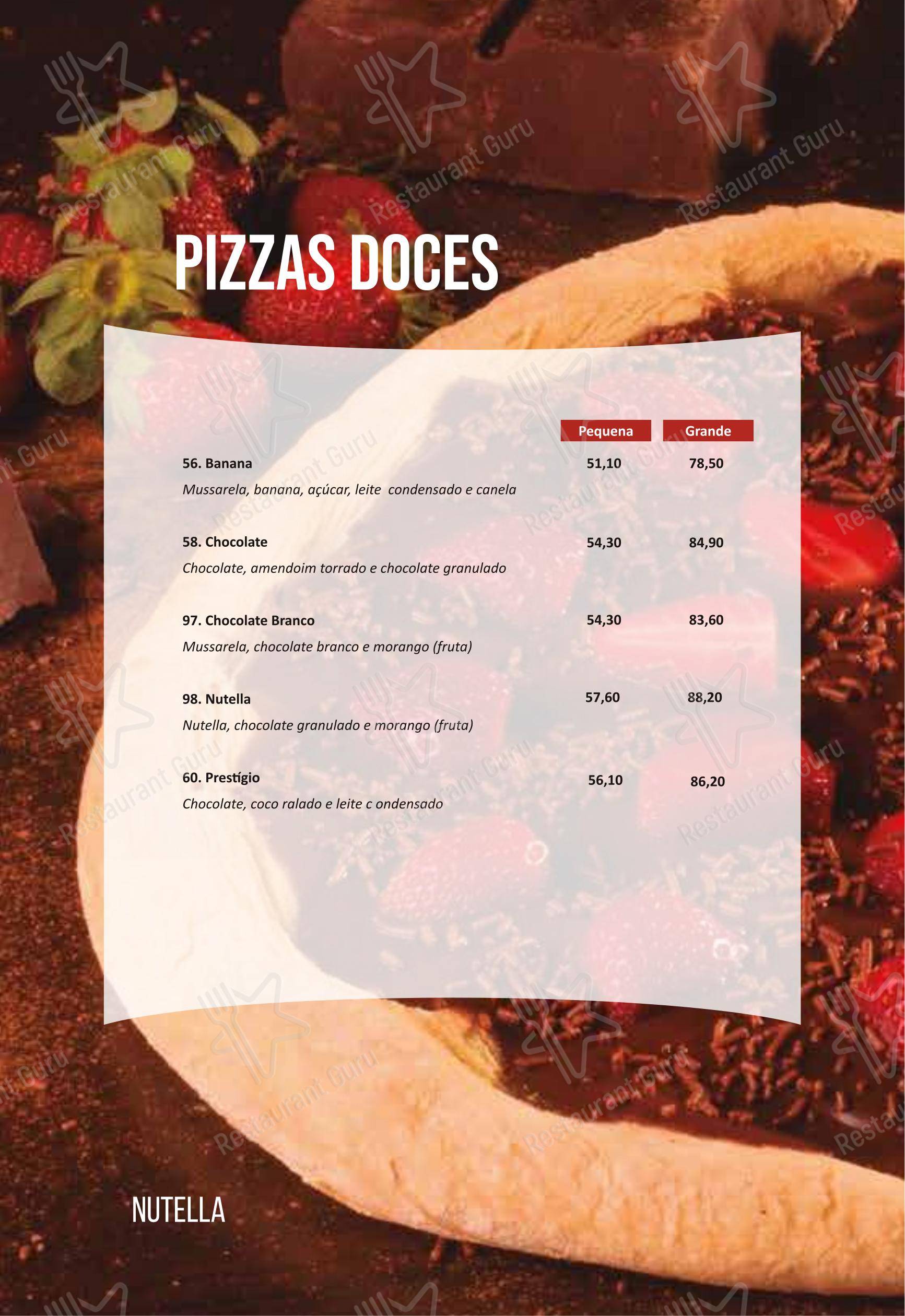 Menu para WO Brasa & Pizza pizzaria