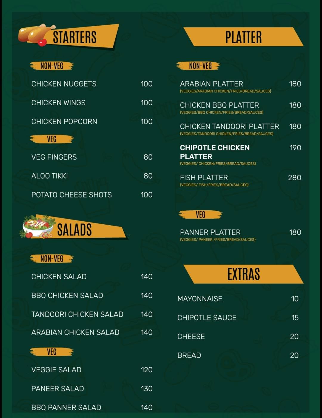 WRAPS & FRIES menu