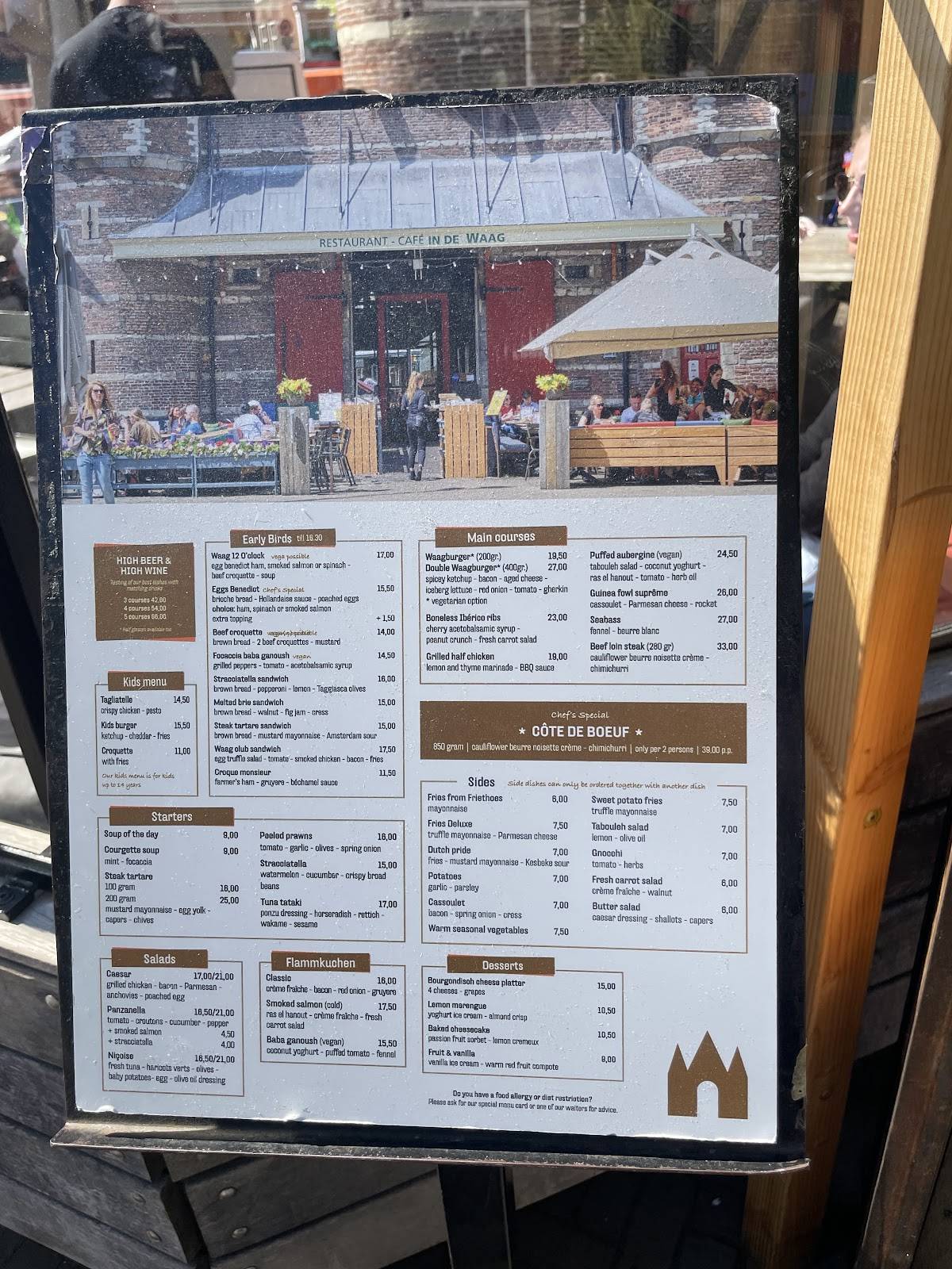 Menu de Restaurant-Café In de Waag