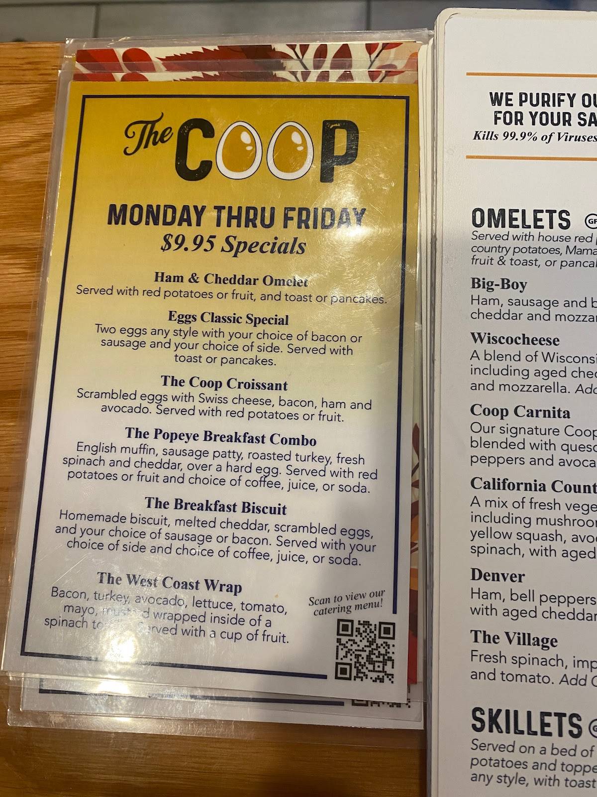 Menu at The Coop restaurant, Waukesha