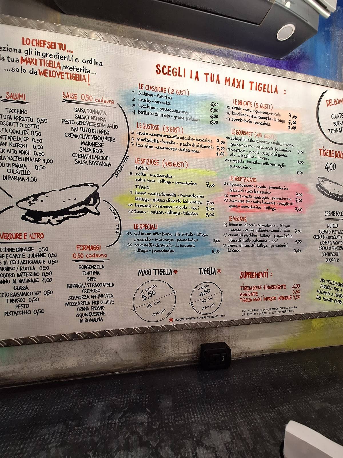 Menu di We love Tigella 