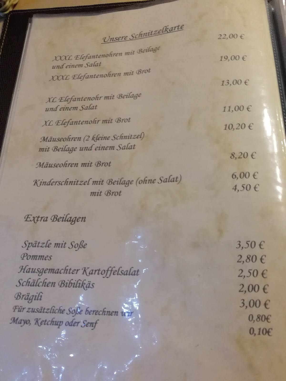 Eble Sexau Speisekarte