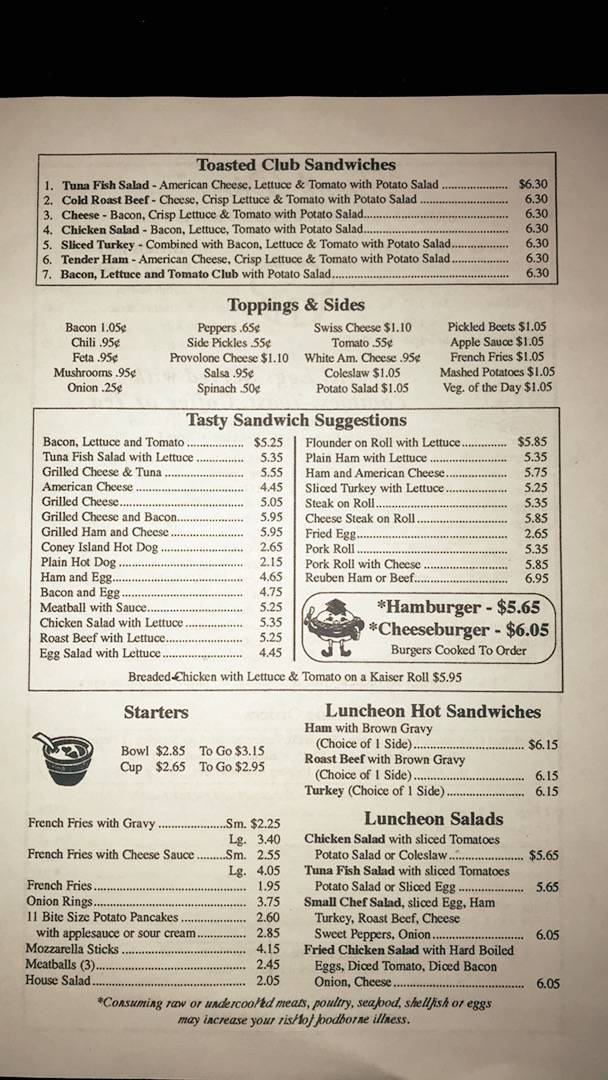 Menu at White Haven Family Diner restaurant, White Haven