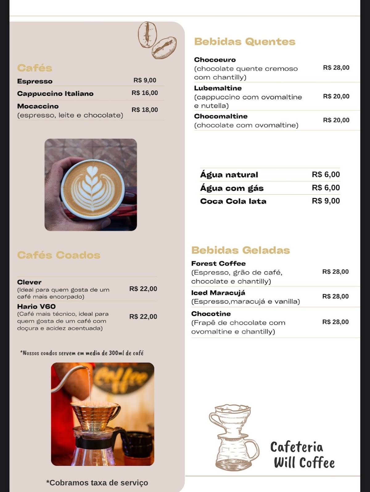 Cafeteria Will Coffee cardápio