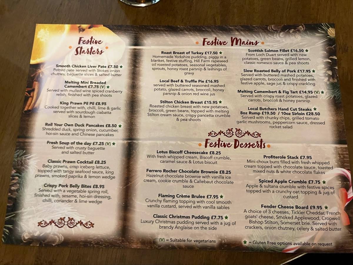 Menu at Wooden Fender pub & bar, Colchester, Colchester Rd