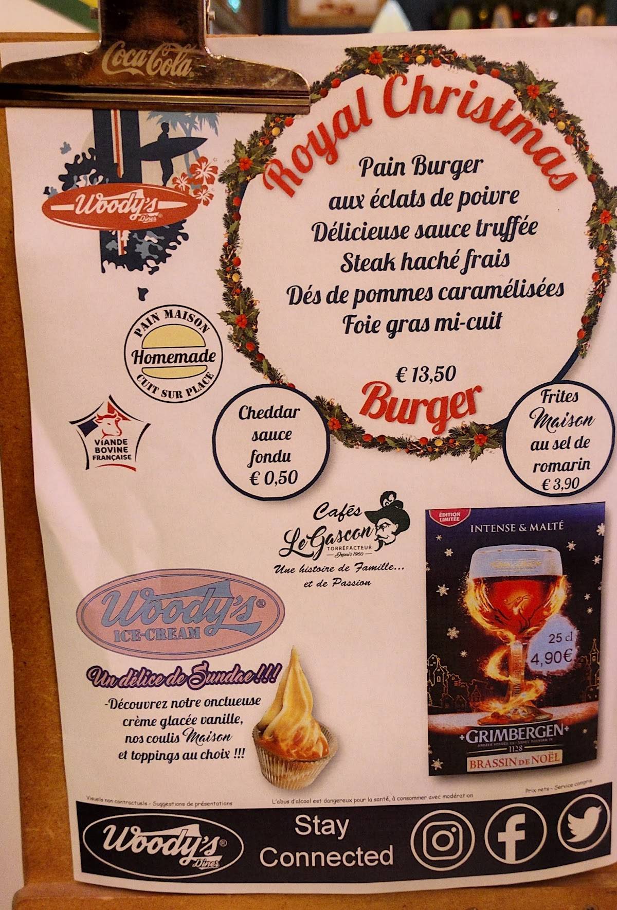 Menu de Woody's Diner
