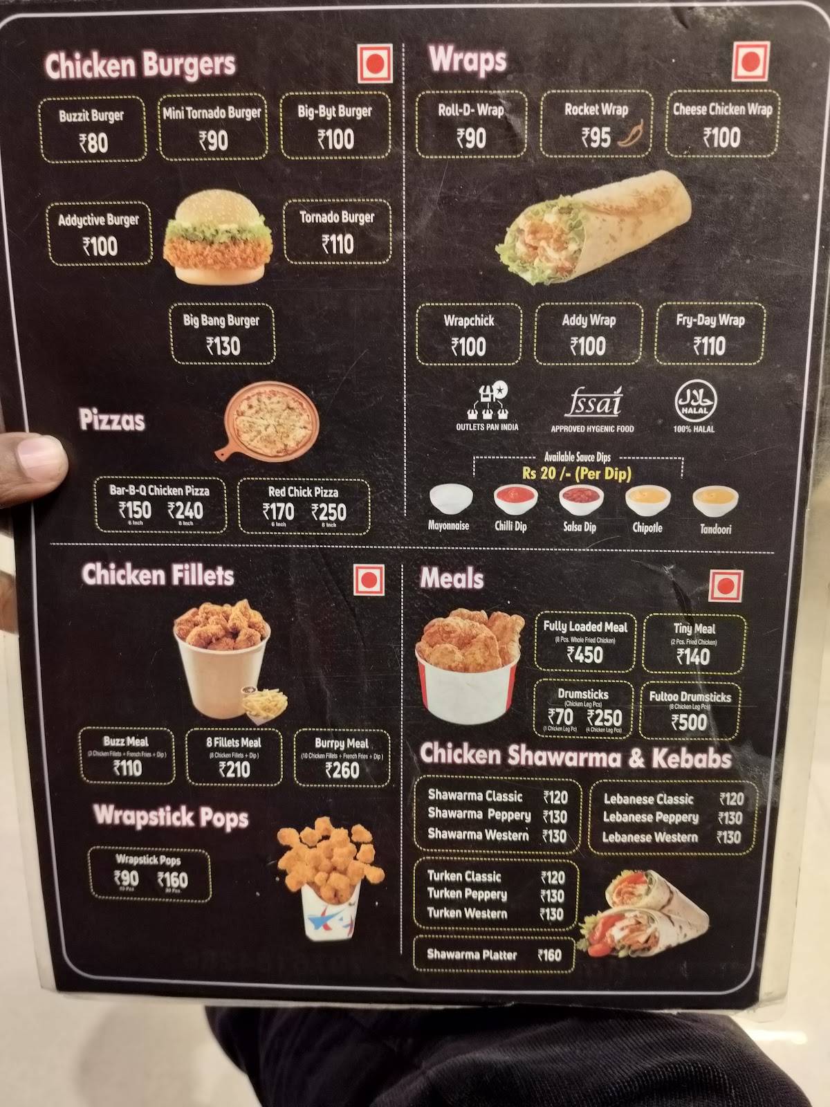 Wrapstick Kota menu