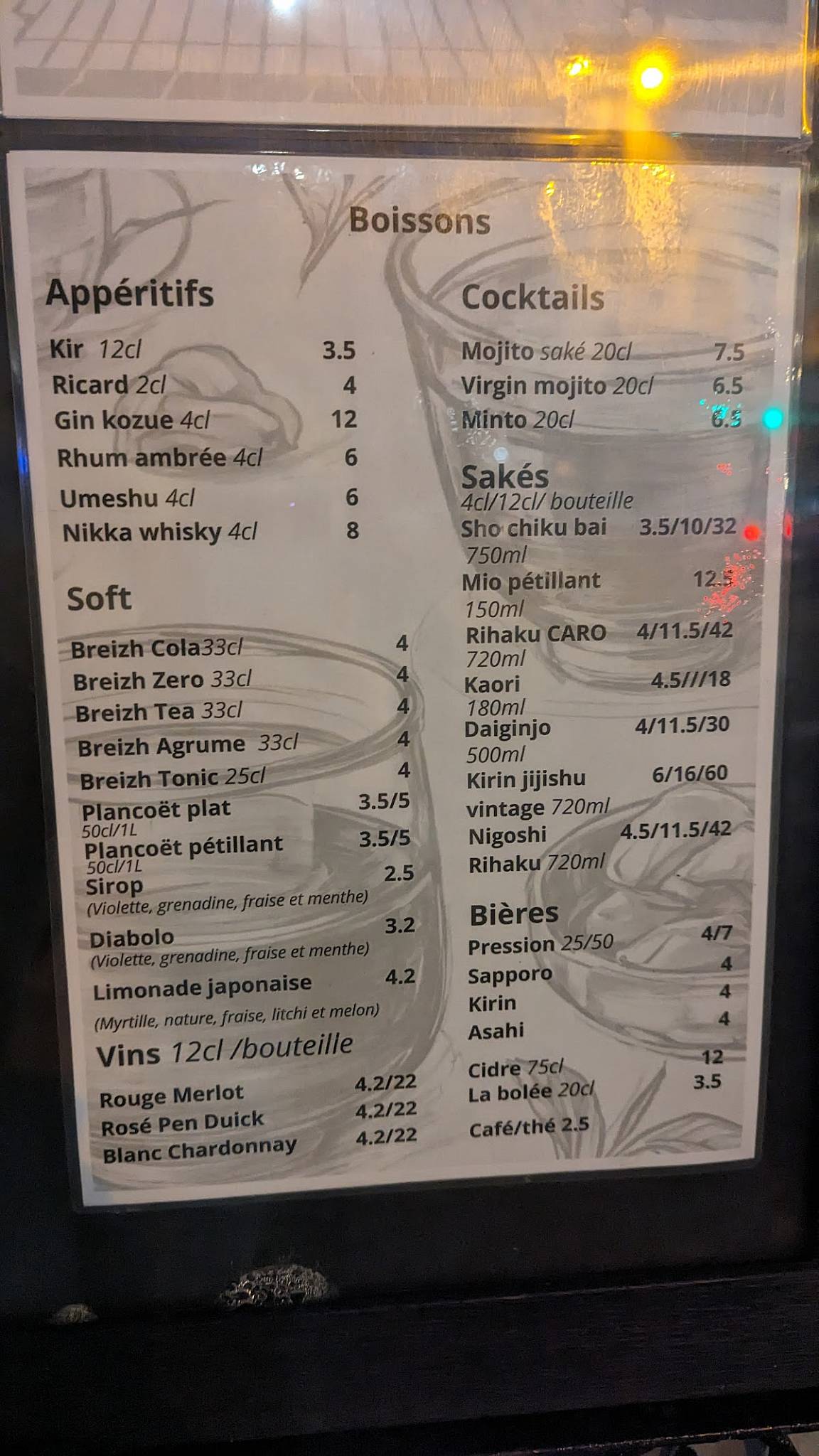 Menu de YUMEKU