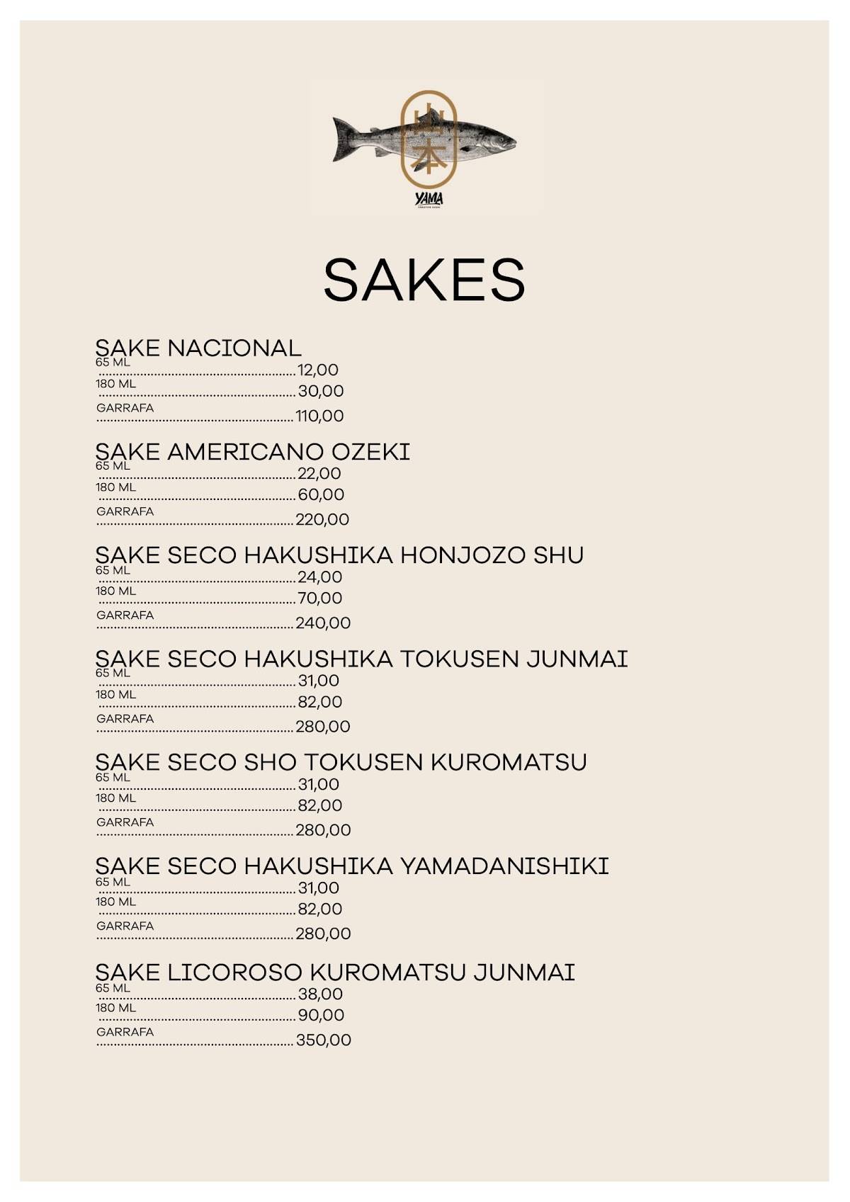 Yama Creative Sushi cardápio