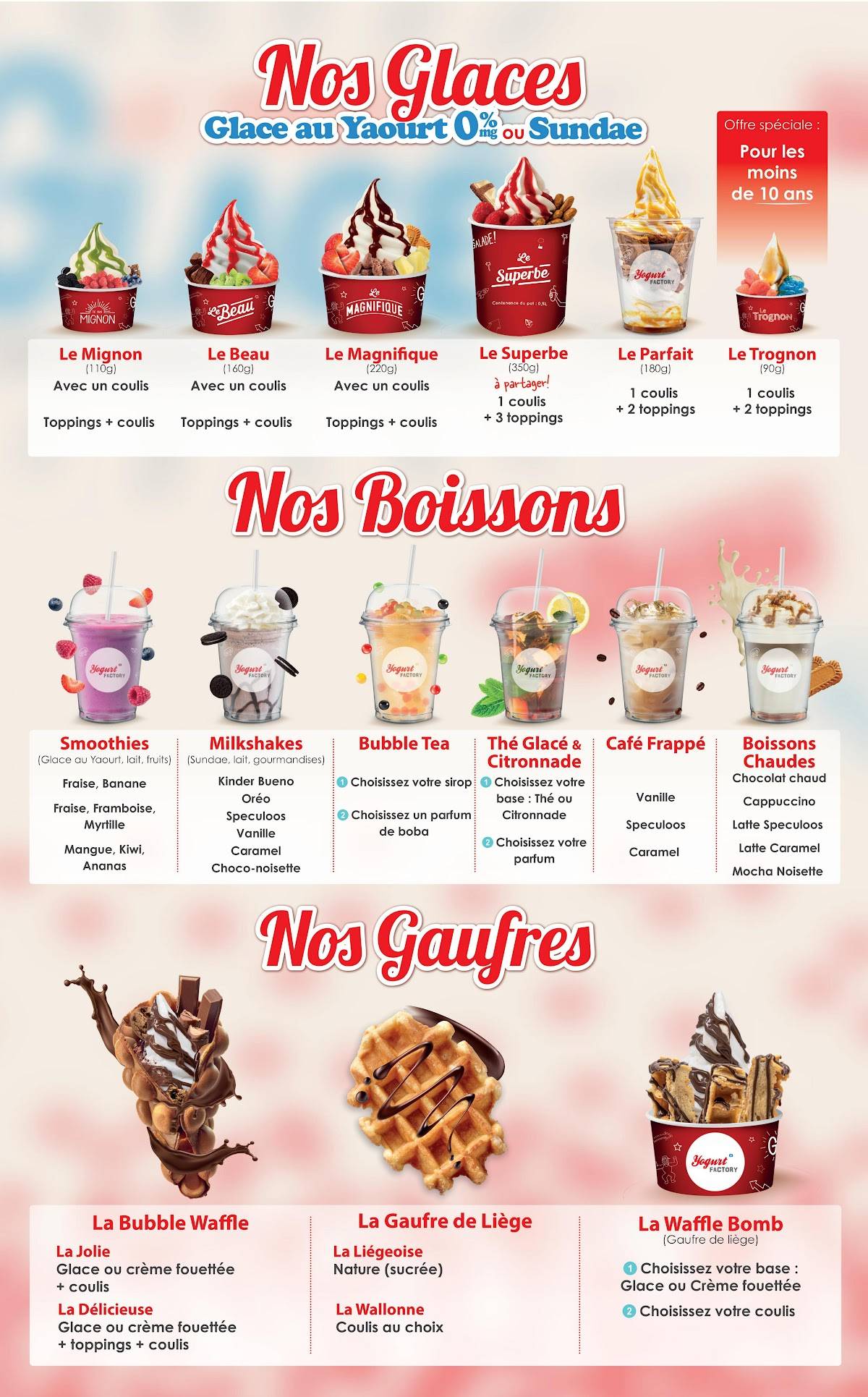 Menu de Yogurt Factory Colombia - Rennes