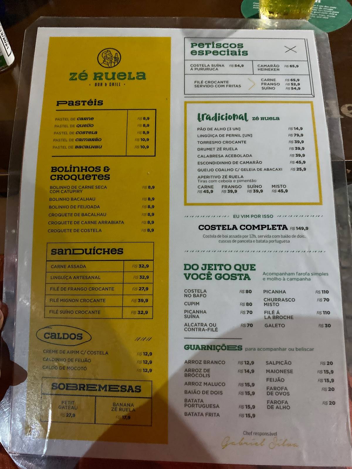 Zé Ruela Bar & Grill cardápio