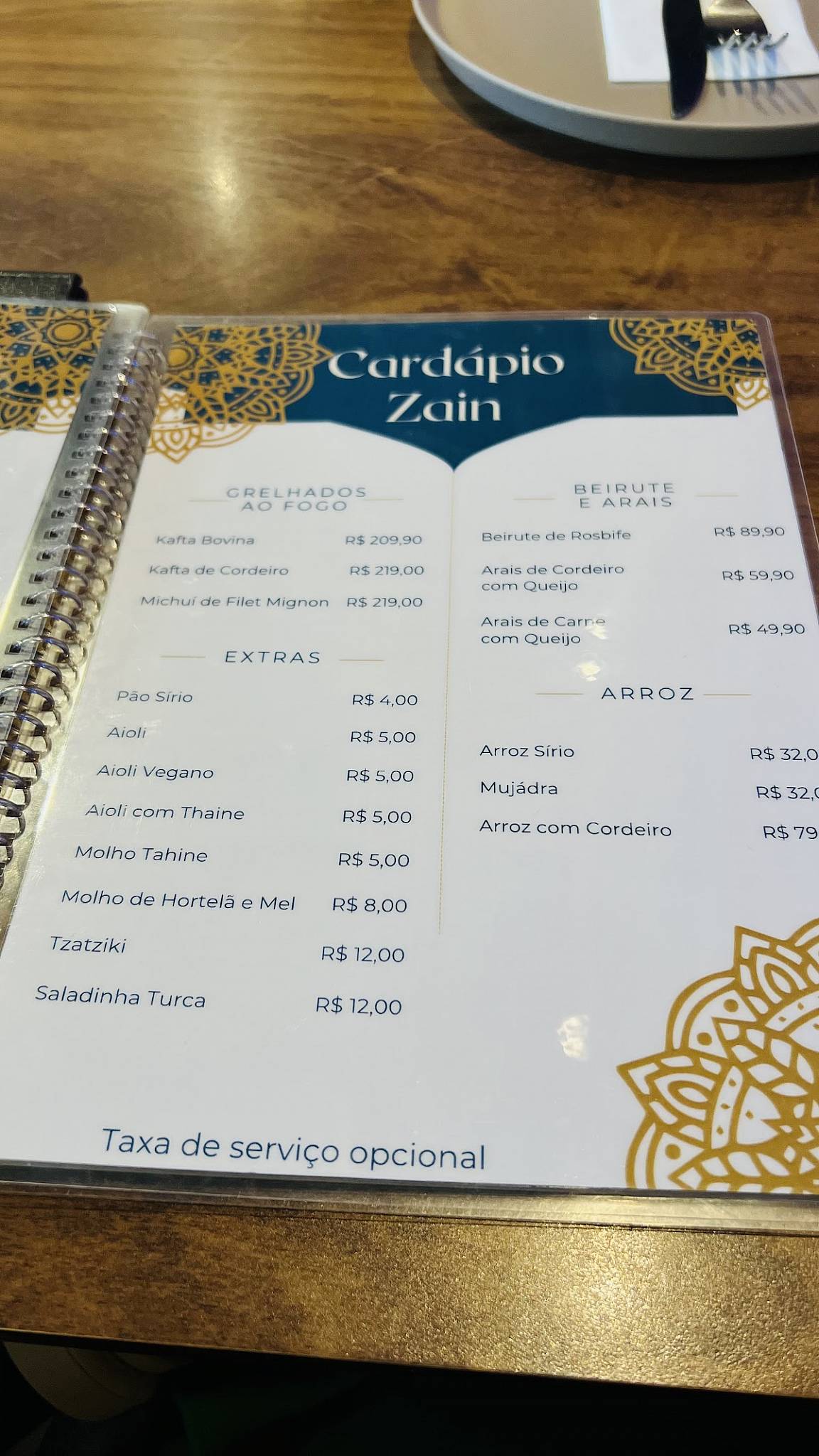 Zain cardápio