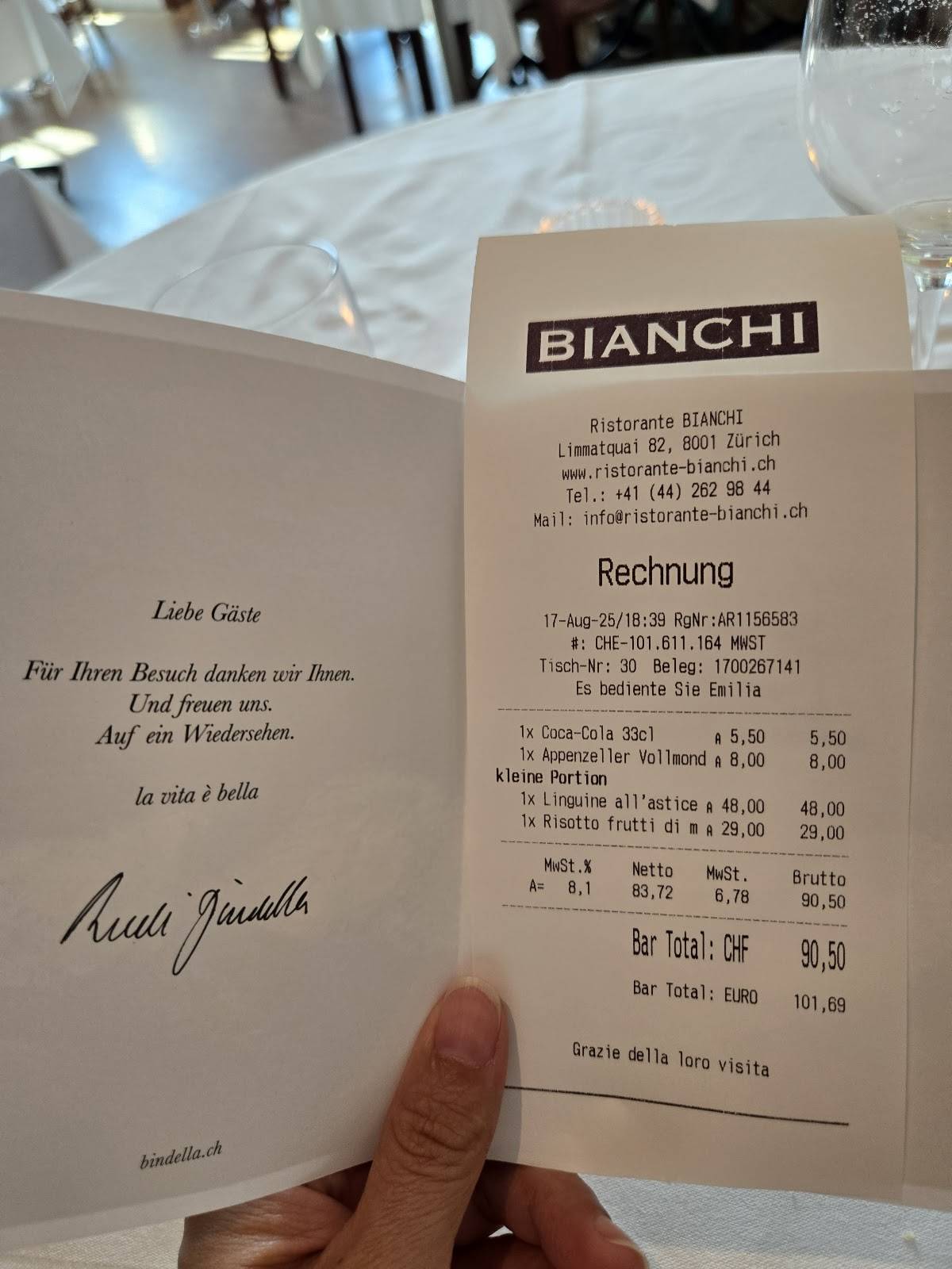 Menu di Ristorante Bianchi 
