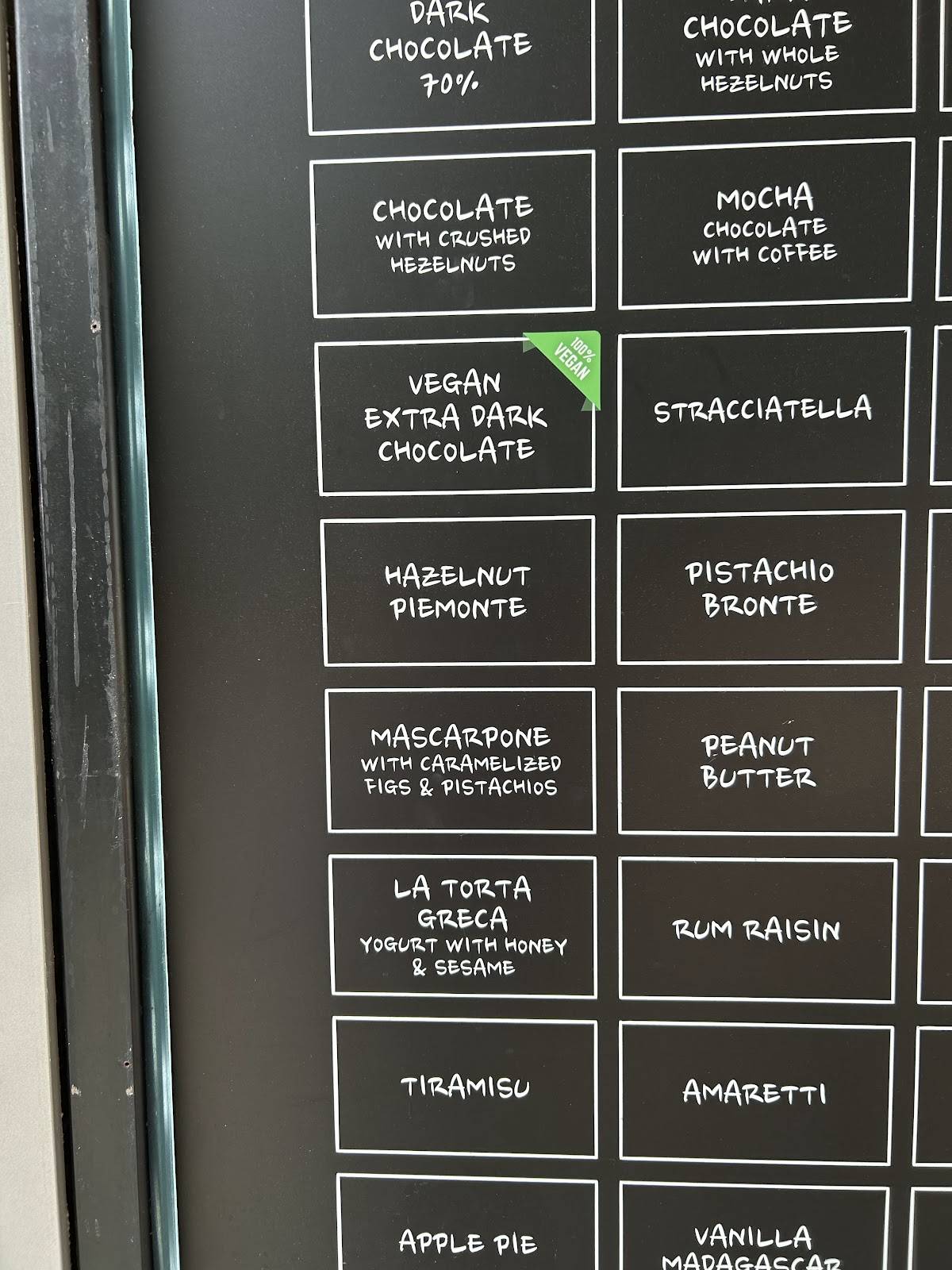 Menu di aROMA gelato experience Boutique Zagreb 