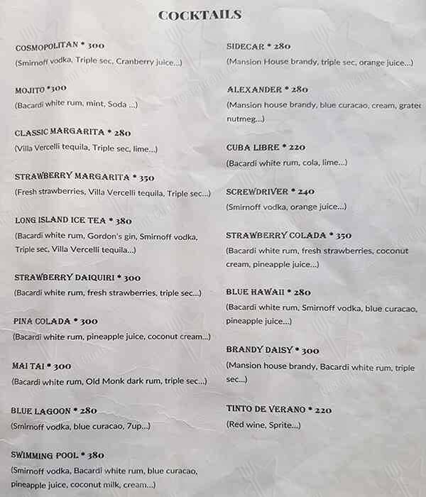 Cashew Tree menu