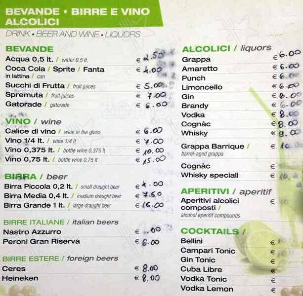 Menu de Zero Gradi